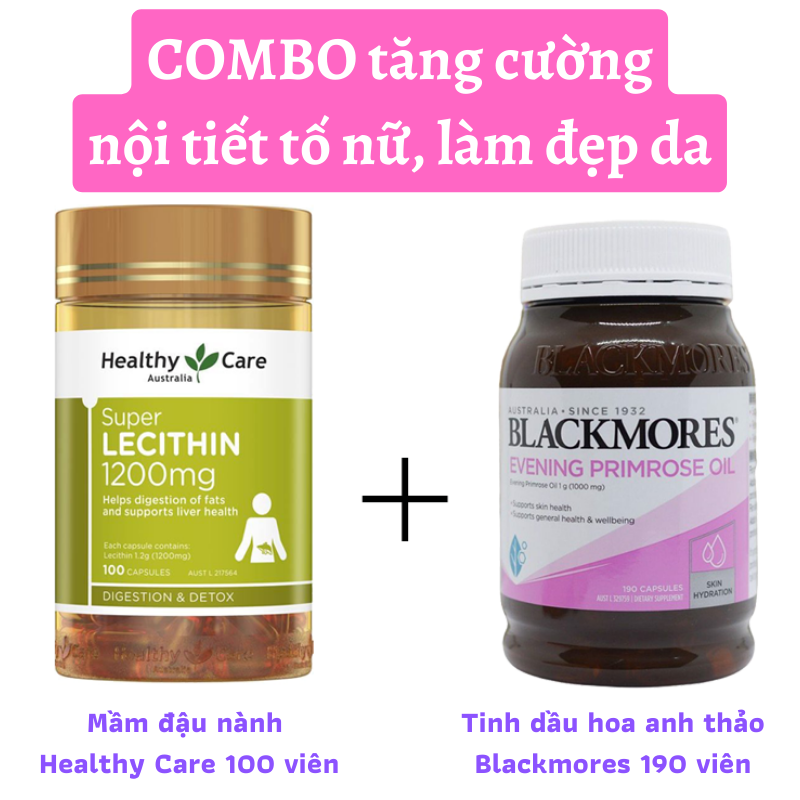 Combo Tinh dầu hoa anh thảo Blackmores và Mầm đậu nành Healthy Care Úc