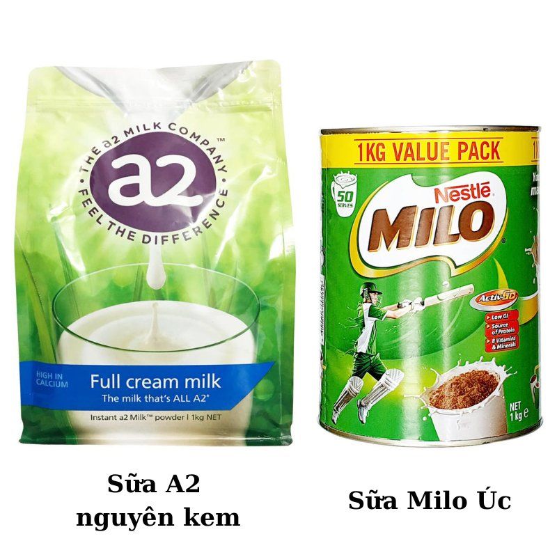 Combo sữa A2 và Milo Úc 1kg siêu thơm ngon, giá tốt
