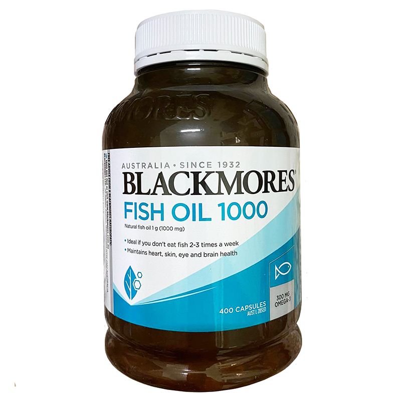 Viên uống dầu cá Blackmores Fish Oil 1000mg 400 viên Úc (loại có mùi, viên to)