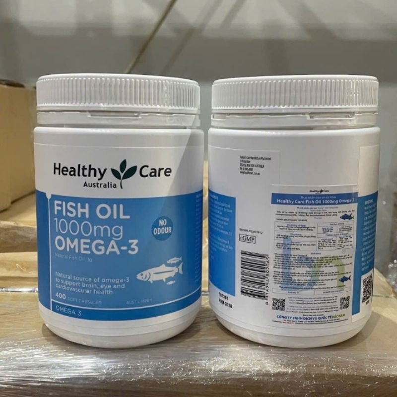 Dầu cá Healthy Care Fish Oil 1000mg Omega 3 hộp 400 viên Úc