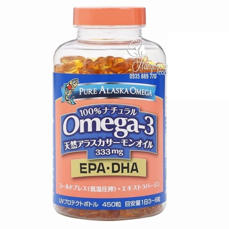 Viên dầu cá hồi Omega-3 Pure Alaska Omega 333mg EPA DHA 450 viên Nhật Bản