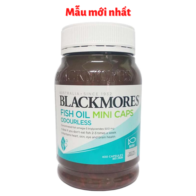 Viên uống dầu cá không mùi Blackmores Odourless Fish Oil Mini Caps 400 viên nhỏ của Úc