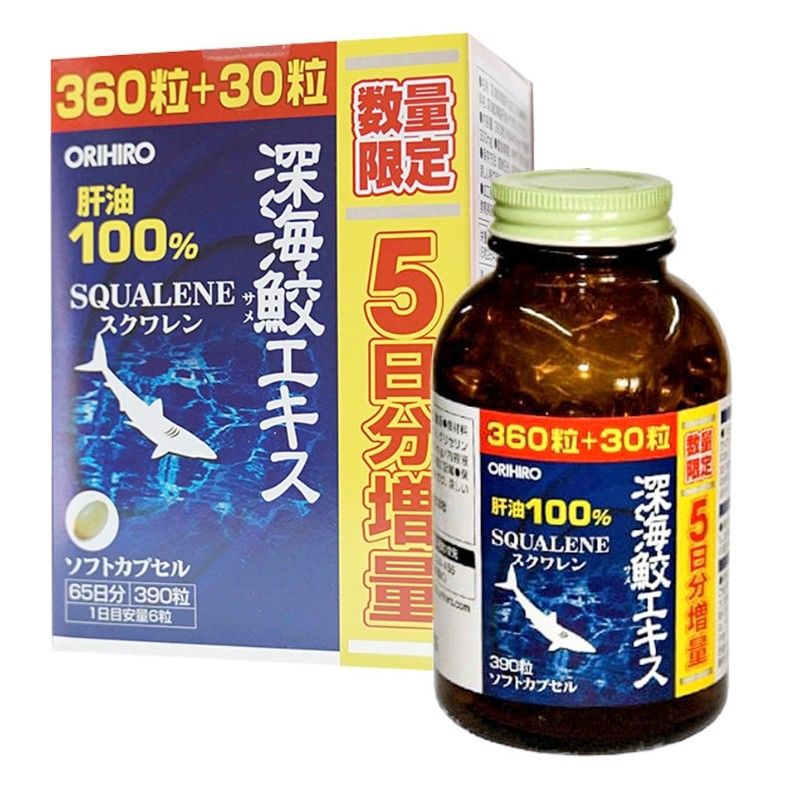 Viên uống dầu gan cá mập Orihiro Squalene 390 viên (Mẫu mới)