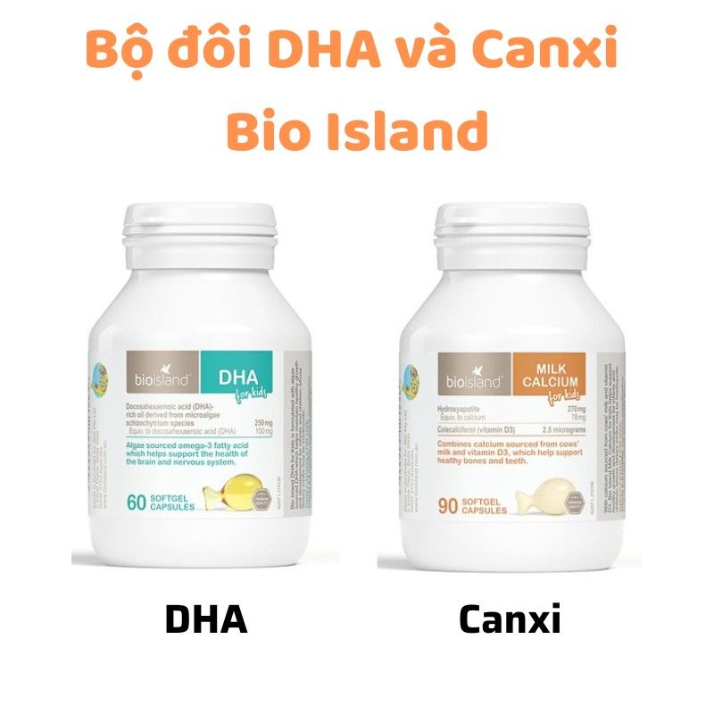 Combo DHA và Canxi Milk Bio Island Úc giúp bé cao lớn, thông minh