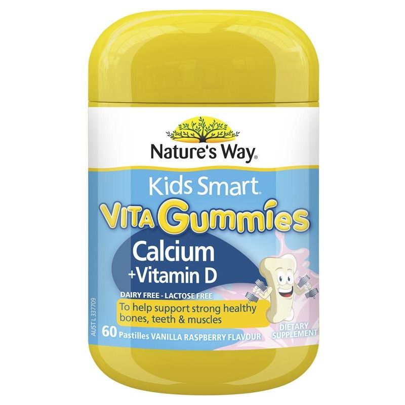 Kẹo dẻo Nature's Way Kids Smart Vita Gummies bổ sung canxi + vitamin D cho bé 60 viên