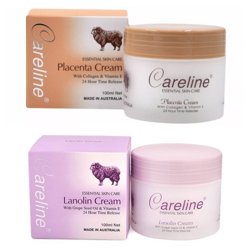 Kem cừu Careline Úc nhau thai cừu (vàng) và mỡ cừu (tím) 100ml dưỡng da