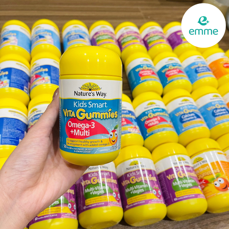 Kẹo dẻo Nature's Way Kids Smart Vita Gummies Omega 3 + Multi 50 viên Úc