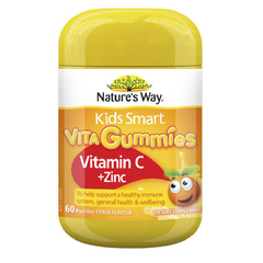 Kẹo dẻo vitamin C và kẽm cho bé Nature's Way Kids Smart Vita Gummies Vitamin C + Zinc 60 viên Úc