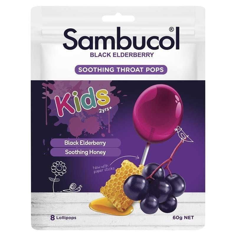 Kẹo ngậm ho Sambucol (8 cây) giảm đau họng cho bé từ 2 tuổi
