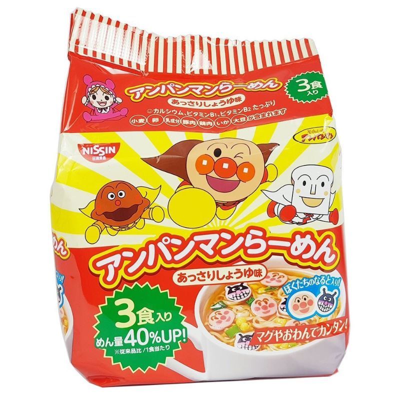 Mì chú hề Anpanman Nissin Nhật Bản cho bé 90g (3 gói x 30g) đỏ thịt sốt