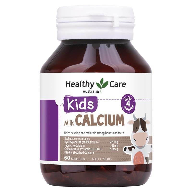 Viên uống bổ sung canxi sữa Healthy Care Kids Milk Calcium 60 viên cho bé