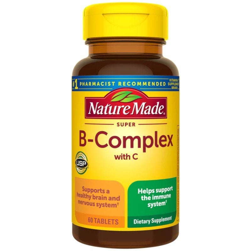 Vitamin B tổng hợp Nature Made Super B-Complex with C 60 viên của Mỹ