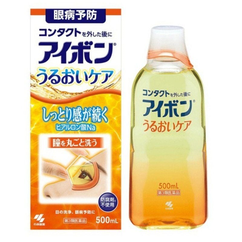 Nước rửa mắt Eyebon W Vitamin Kobayashi Nhật Bản 500ml màu vàng