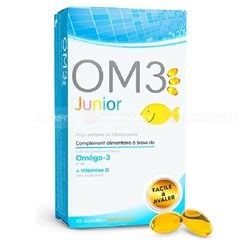 OM3 Junior Omega 3 và Vitamin D cho bé 6-15 tuổi hộp 45 viên Pháp