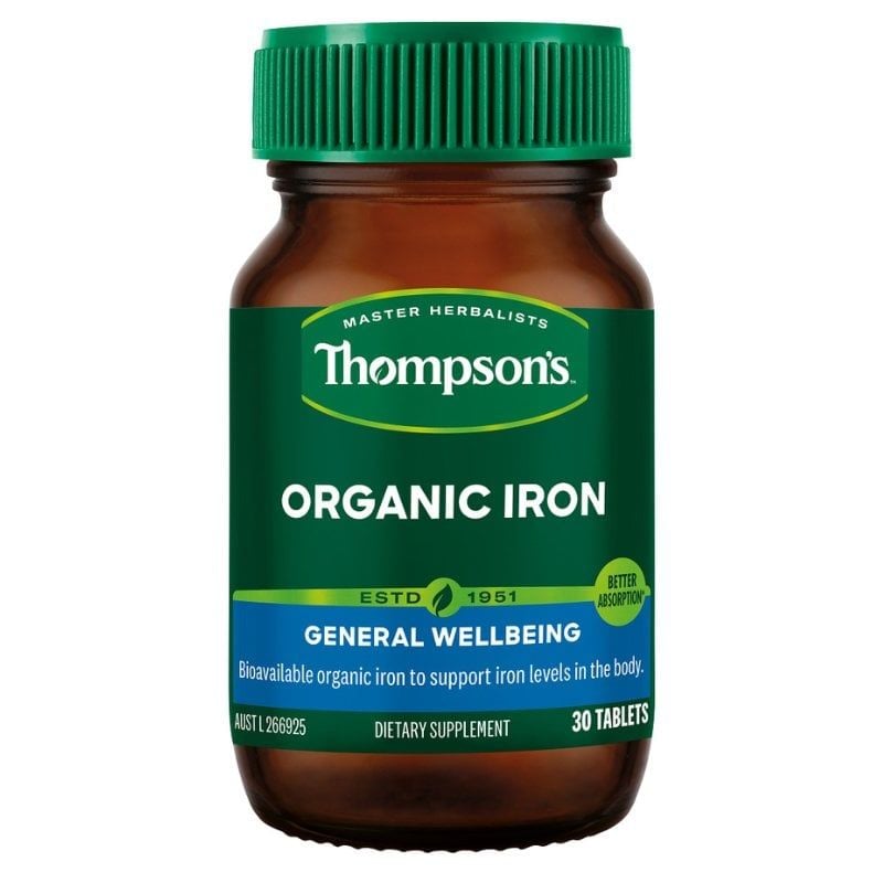 Viên sắt hữu cơ Thompson's Organic Iron 24mg 30 viên của Úc