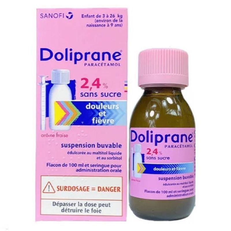 Siro hạ sốt Doliprane 2,4% (100ml) Pháp cho bé từ 3-26kg