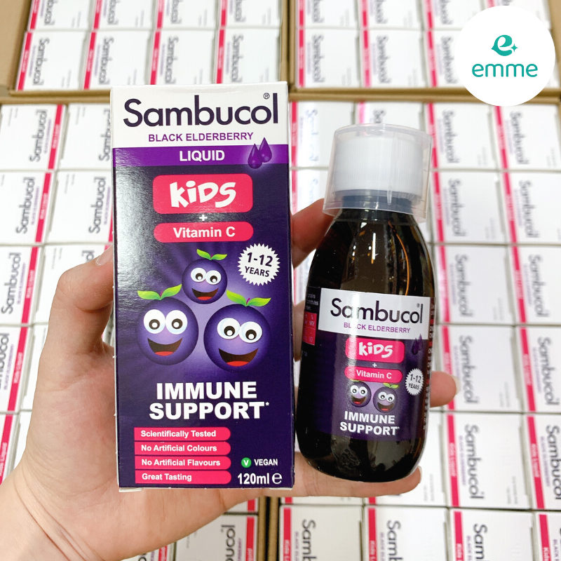 Siro Sambucol Black Elderberry + Vitamin C 120ml Anh tăng sức đề kháng cho bé từ 1-12 tuổi