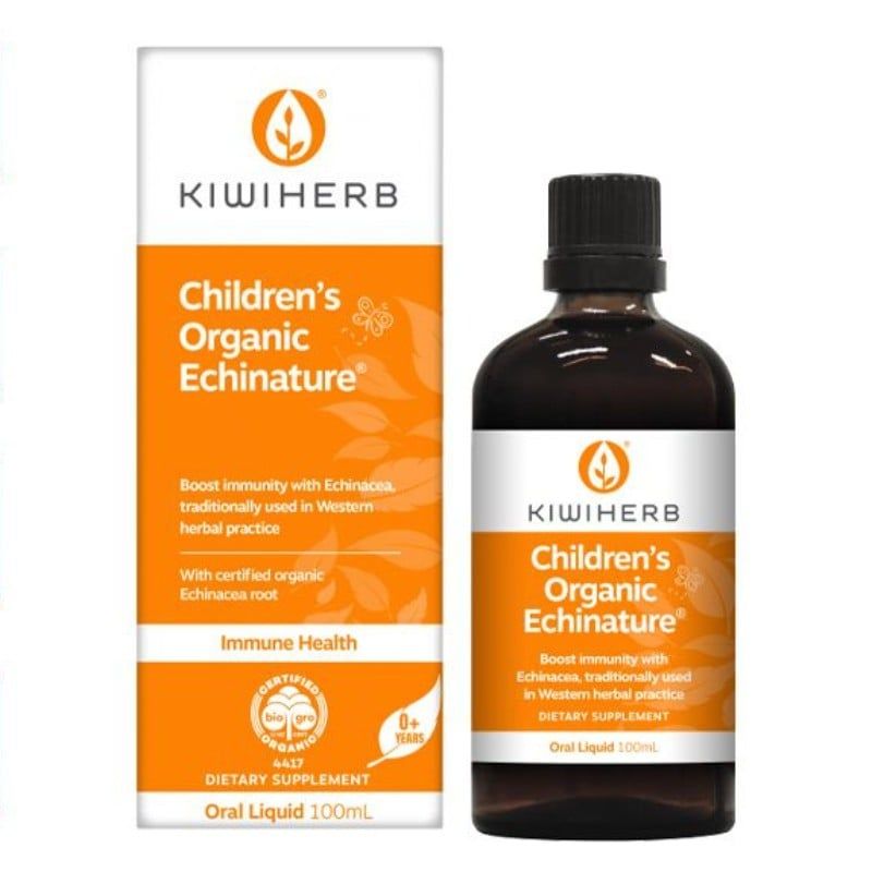 Siro tăng đề kháng mũi họng KiwiHerb Children's Organic Echinature 50ml cho bé từ sơ sinh