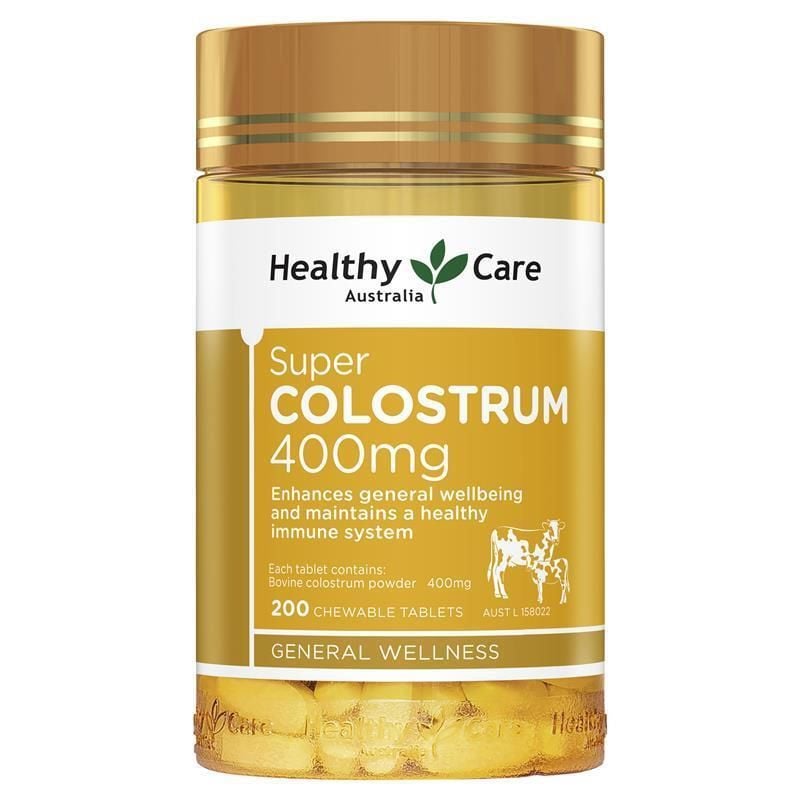 Sữa non Healthy Care Super Colostrum 400mg Úc 200 viên nhai