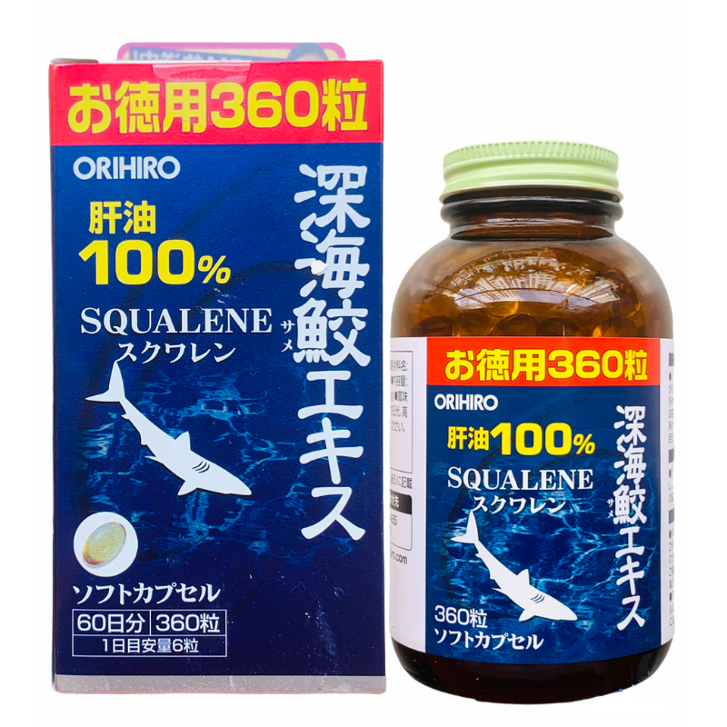 Viên uống sụn vi cá mập Orihiro Squalene Nhật 360 viên 100% dầu gan cá mập bổ xương khớp