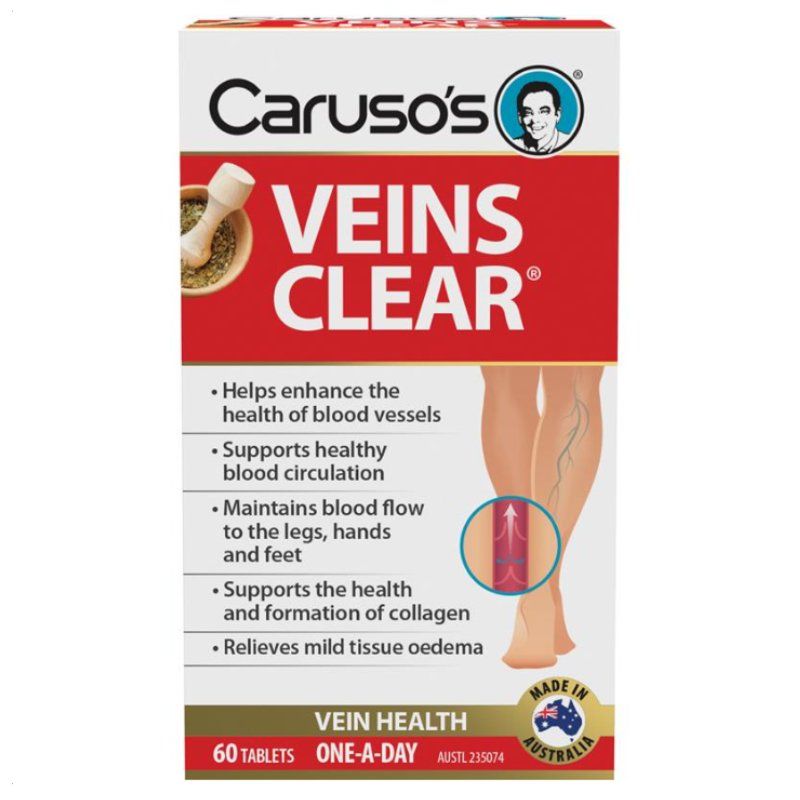 Viên uống trị suy giãn tĩnh mạch Caruso’s Veins Clear 60 viên của Úc