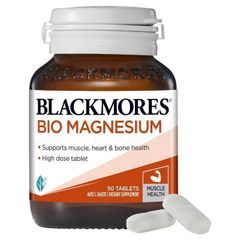 Viên uống Blackmores Bio Magnesium bổ sung magie hỗ trợ cơ bắp 50 viên của Úc