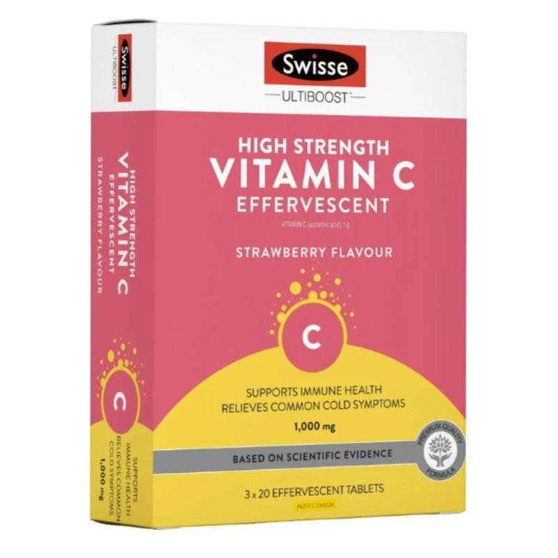 Viên sủi vitamin C Swisse High Strength 1000mg Effervescent 60 viên của Úc
