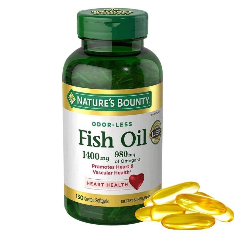 Dầu cá Nature's Bounty Fish Oil 1400mg 130 viên Mỹ 980mg Omega-3