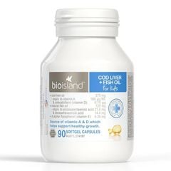Dầu gan cá tuyết Bio Island Cod Liver + Fish Oil Kids 90 viên cho bé của Úc