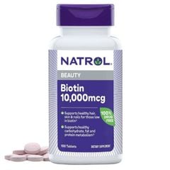 Viên uống mọc tóc Natrol Biotin Beauty 10000mcg 100 viên của Mỹ