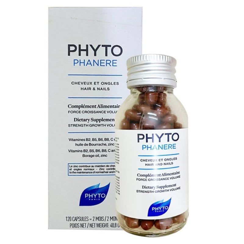 Viên uống mọc tóc Phyto Phanere Pháp 120 viên ngăn rụng tóc, dưỡng móng