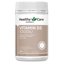 Viên uống vitamin D3 1000IU Healthy Care 250 viên của Úc