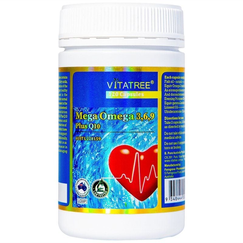 Viên uống Vitatree Mega Omega 369 Plus CoQ10 120 viên Úc