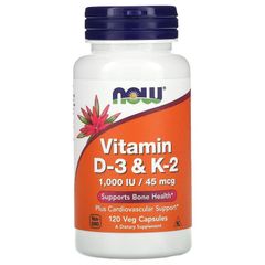 Vitamin D3 K2 Now 1000IU/45mcg 120 viên Mỹ hỗ trợ xương chắc khỏe, cải thiện sức mạnh cơ bắp