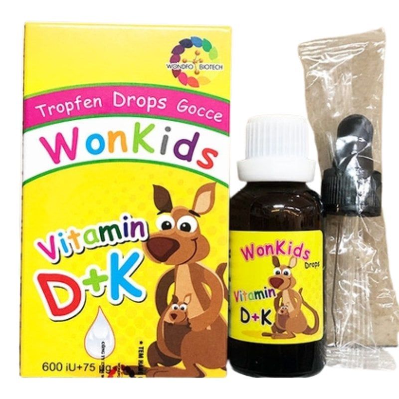 Siro WonKids vitamin D+K Wondfo bổ sung vitamin D3 K2 cho bé 20ml Đức
