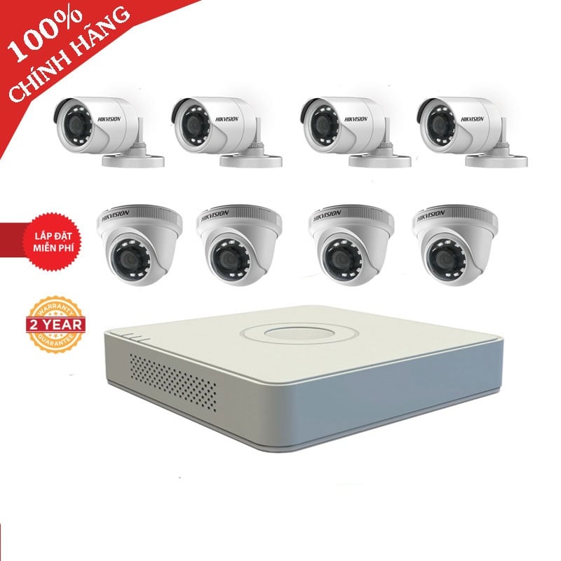 Bộ 8 camera Hikvision cho nhà phố, cửa hàng và văn phòng nhỏ