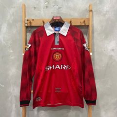 ÁO ĐẤU MANCHESTER UNITED 1996/97 RETRO HÀNG THÁI SÂN NHÀ ĐỎ TAY DÀI IN LOGO NHA & BECKHAM #10