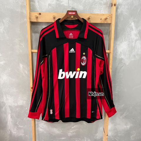 ÁO ĐẤU AC MILAN 2006/07 RETRO HÀNG THÁI SÂN NHÀ ĐỎ PHỐI ĐEN TAY DÀI