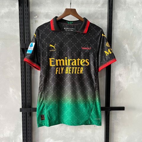 ÁO ĐẤU AC MILAN OFF WHITE 2025/26 HÀNG THÁI ĐEN PLAYER