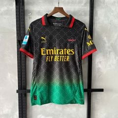 ÁO ĐẤU AC MILAN OFF WHITE 2025/26 HÀNG THÁI ĐEN PLAYER