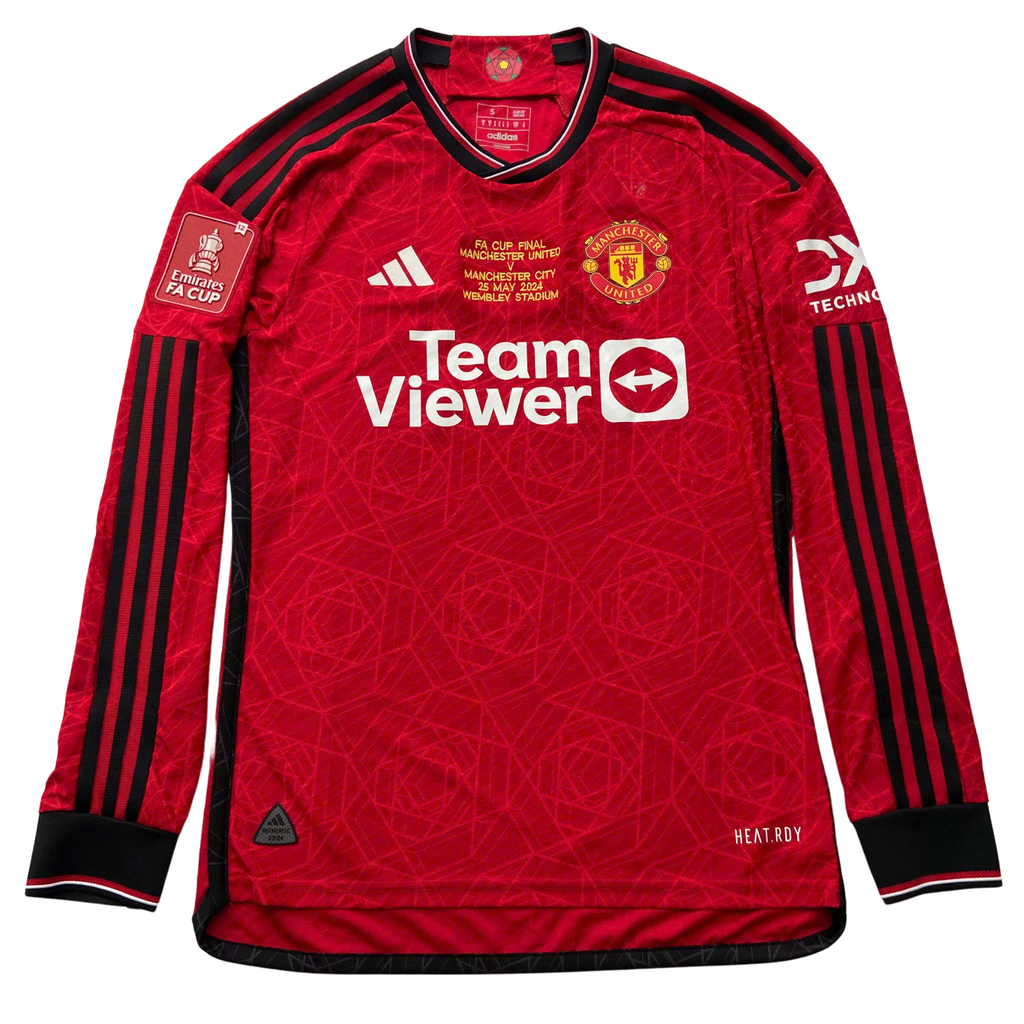 ÁO BÓNG ĐÁ MU 2023/24 CHÍNH HÃNG SÂN NHÀ THÊU FINAL DETAIL, LOGO FA CUP - IP1728