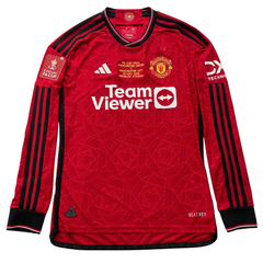 ÁO BÓNG ĐÁ MU 2023/24 CHÍNH HÃNG SÂN NHÀ THÊU FINAL DETAIL, LOGO FA CUP - IP1728