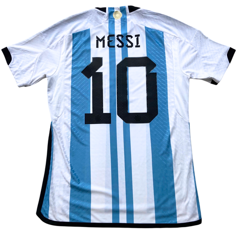 ÁO BÓNG ĐÁ ARGENTINA 2022 CHÍNH HÃNG PLAYER MESSI #10, FINAL MATCH DETAIL WORLD CUP 2022 - HF2157