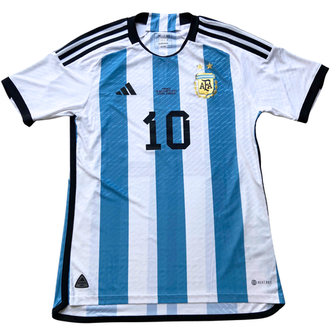 ÁO BÓNG ĐÁ ARGENTINA 2022 CHÍNH HÃNG PLAYER MESSI #10, FINAL MATCH DETAIL WORLD CUP 2022 - HF2157