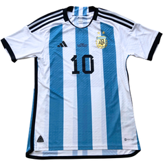ÁO BÓNG ĐÁ ARGENTINA 2022 CHÍNH HÃNG PLAYER MESSI #10, FINAL MATCH DETAIL WORLD CUP 2022 - HF2157