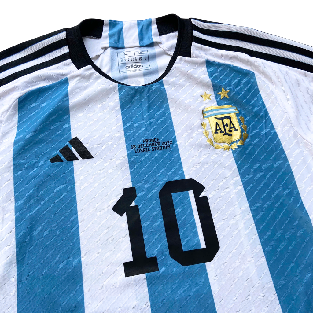 ÁO BÓNG ĐÁ ARGENTINA 2022 CHÍNH HÃNG PLAYER MESSI #10, FINAL MATCH DETAIL WORLD CUP 2022 - HF2157