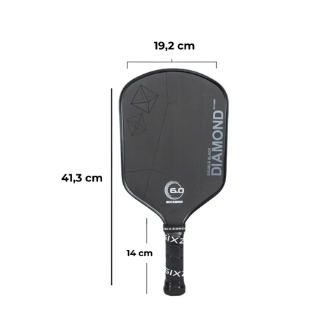 VỢT PICKLEBALL SIX ZERO DOUBLE BLACK DIAMOND CONTROL - BLACK WITH WHITE 6.0 LOGO