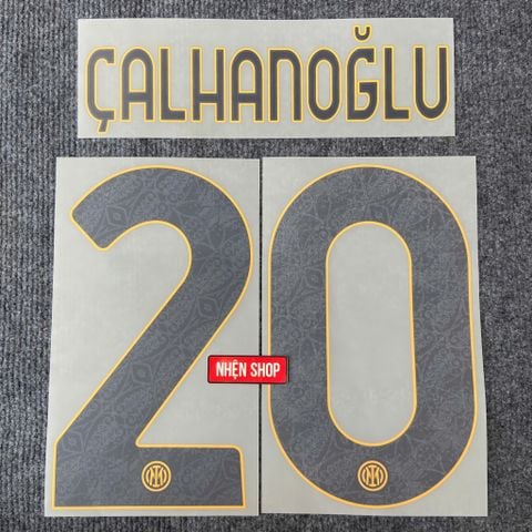 NAMESET CALHANOGLU 20 AUTHENTIC INTER MILAN SÂN KHÁCH THỨ 3 VÀNG 2024/25 SERIE A & UCL