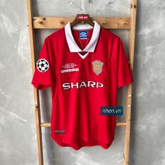 ÁO ĐẤU MANCHESTER UNITED 1998/99 RETRO HÀNG THÁI SÂN NHÀ ĐỎ TAY NGẮN IN LOGO C1 & BECKHAM #7
