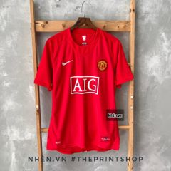 ÁO ĐẤU MANCHESTER UNITED SÂN NHÀ ĐỎ 2008 AIG TAY NGẮN